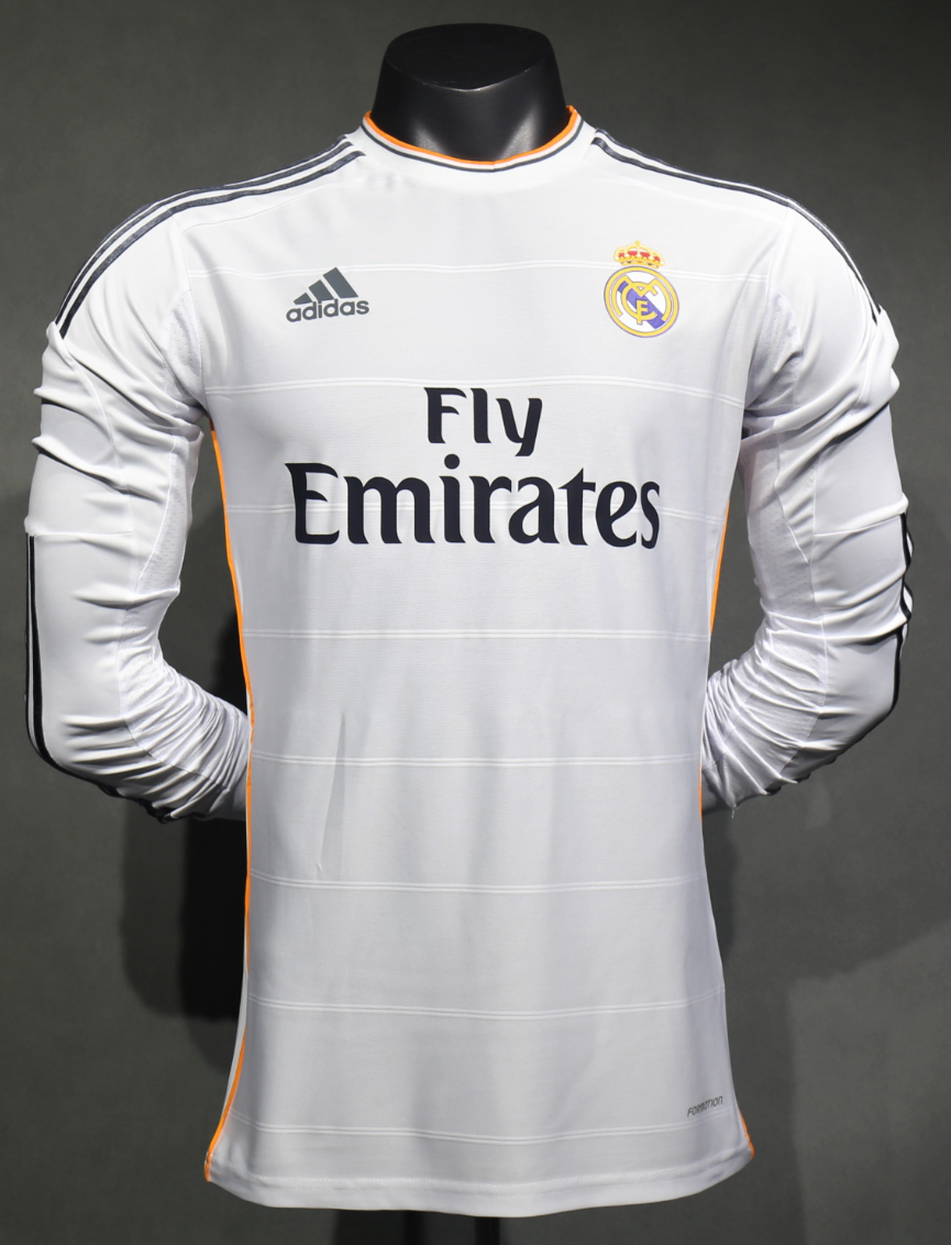 13-14 Real Madrid Home Retro Kit Vintage Player Version Long Sleeve Shirt AAAAJersey Dropship Y