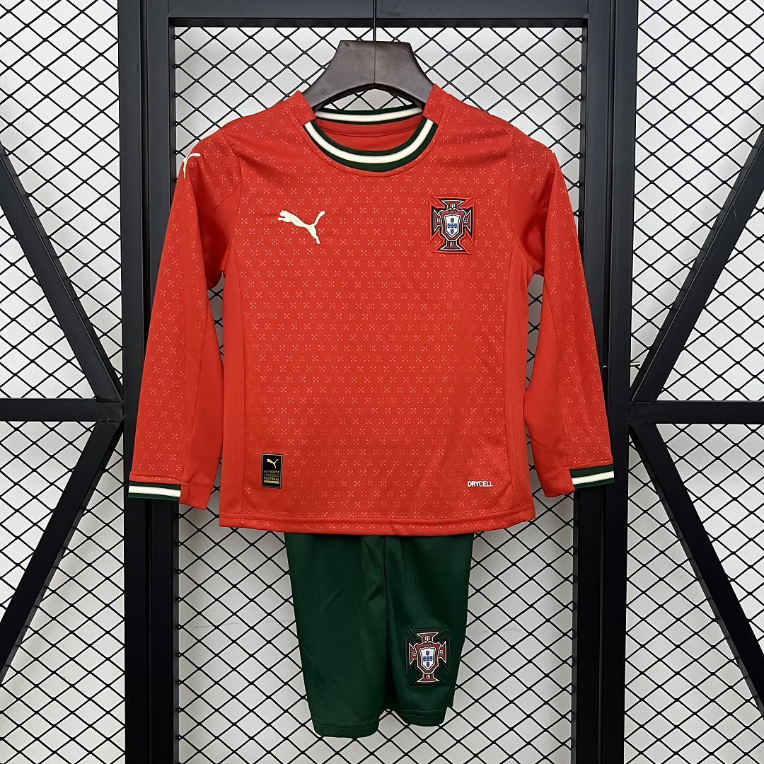 2025 Portugal Home Kid Kits Long Sleeve Youth Apparels AAAAJersey Dropship Yupoo
