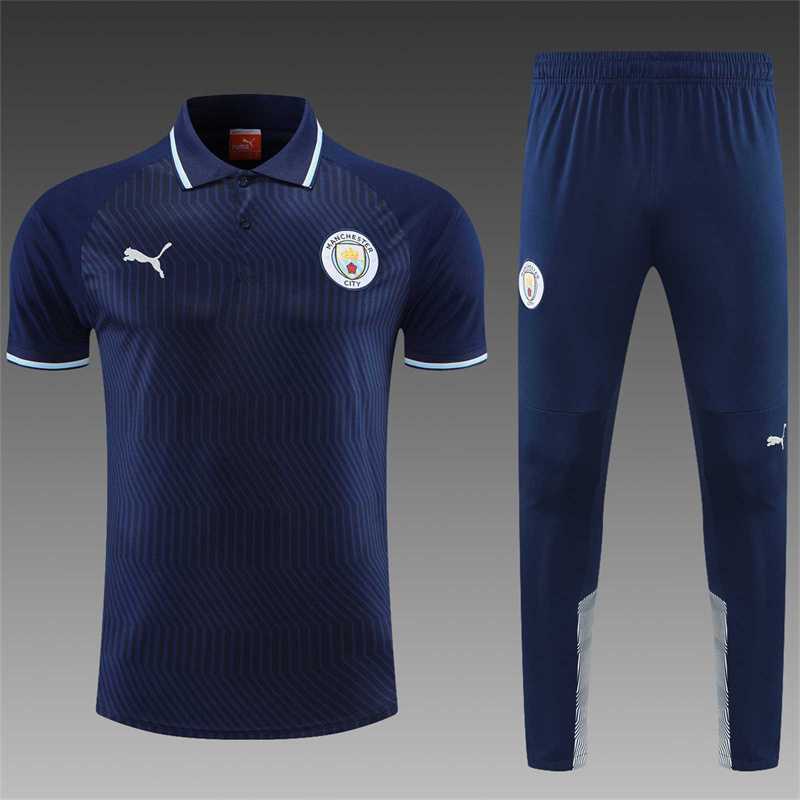 Manchester City Polo deep royal blue stripes 17