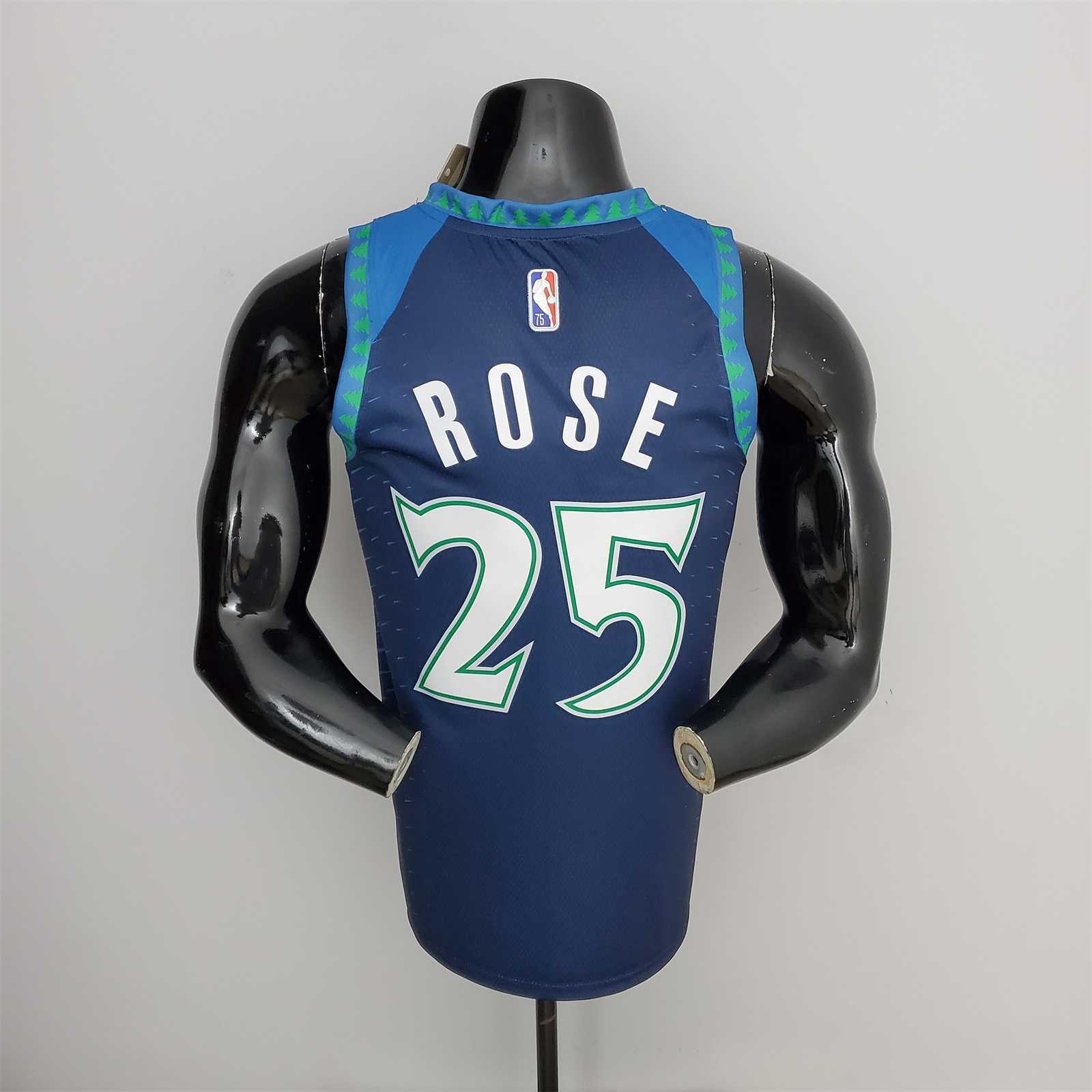 75th Anniversary 2202 Season ROSE#25 Minnesota Timberwolves City Edition Blue NBA Jersey 5