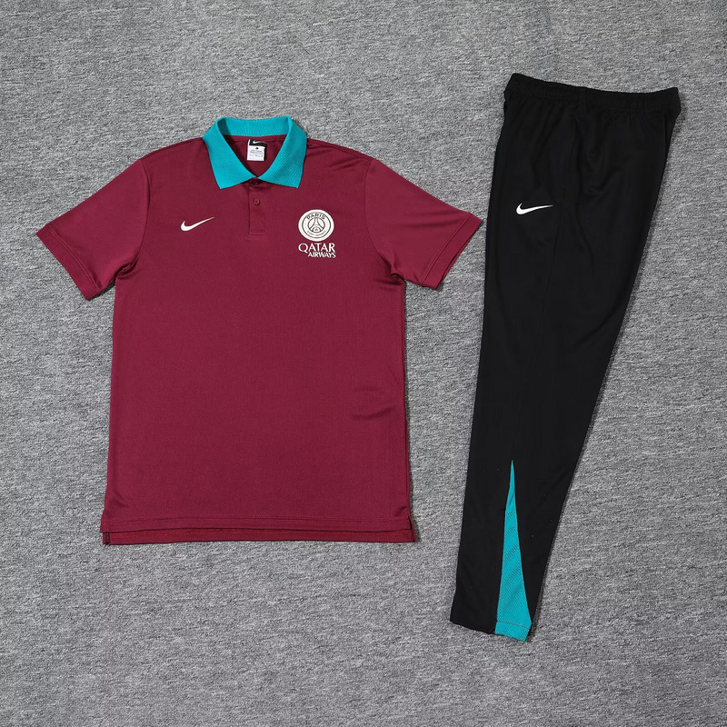 25-26 PSG Red POLO Training Kits Football Tracksuits 1