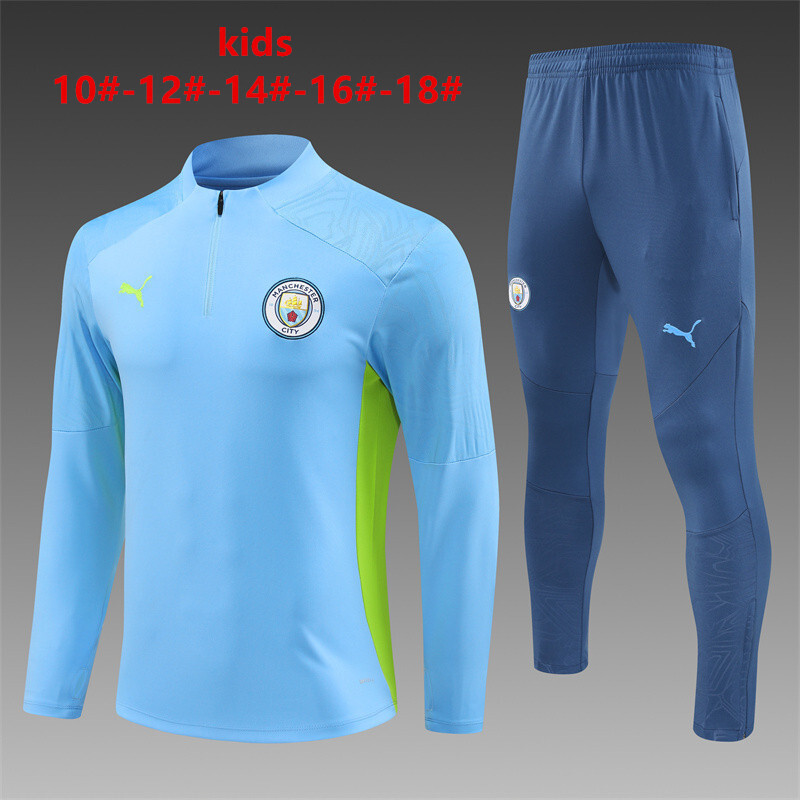 24-25 Manchester City Kids Long Sleeve Training Suit Football Shirts