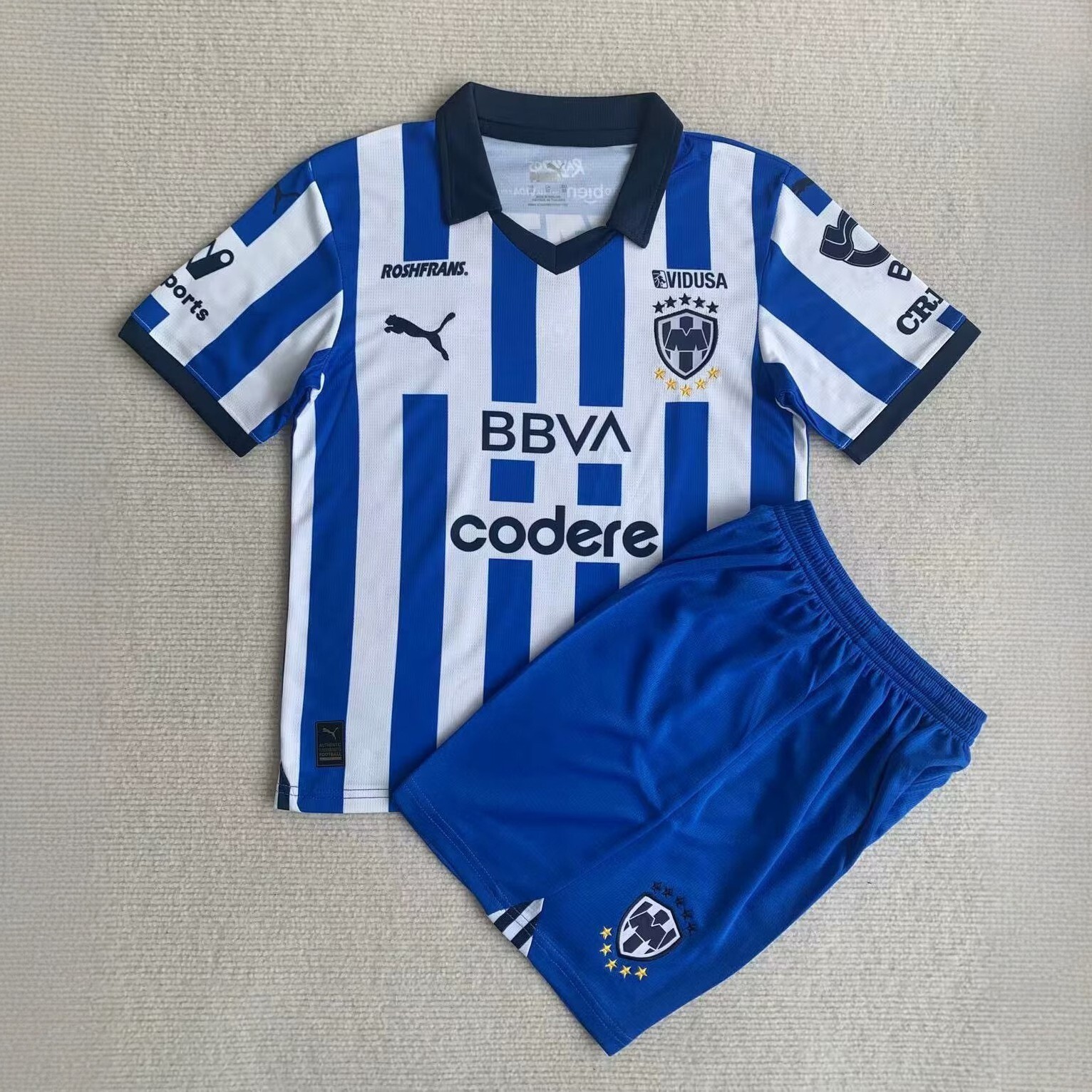 23-24 Rayados Monterrey Home Kids Kits Children Shirt Soccer Jerseys Yupoo