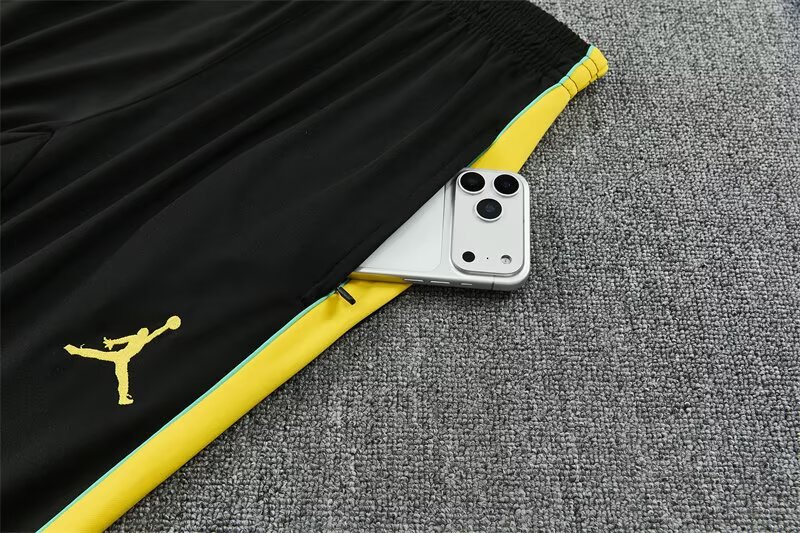 2026 Jordan Brazil Mens Black with Yellow Half Pull Training Suit Yupoo 8 4