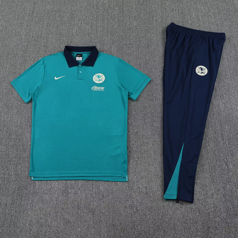 25-26 Club America Green POLO Training Kits Football Tracksuits 1