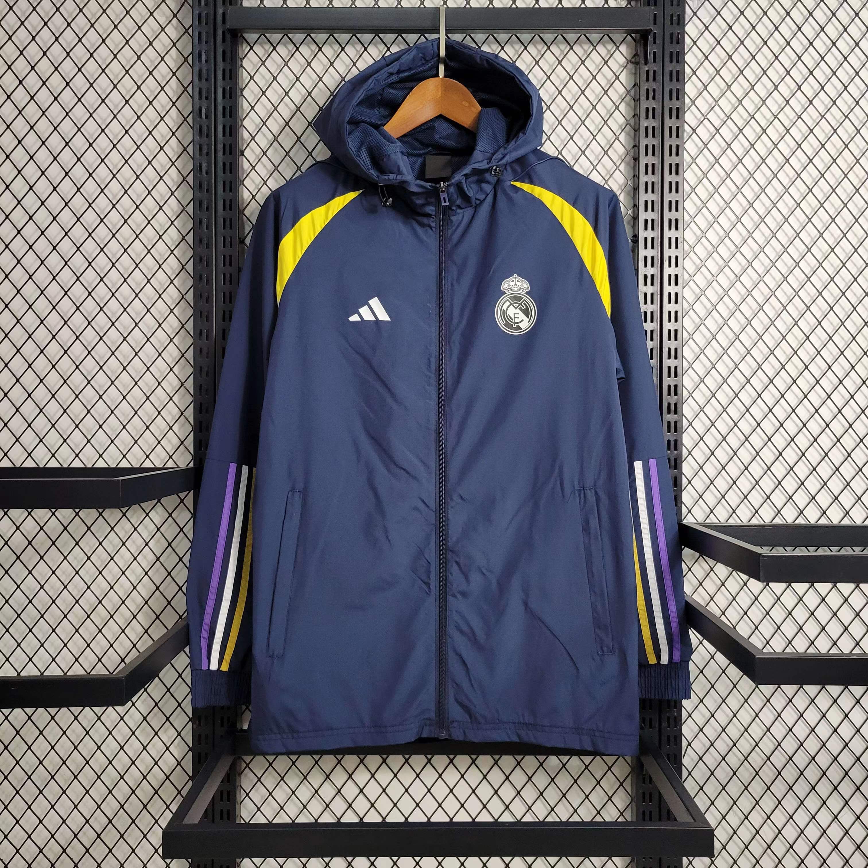 23-24 Real Madrid Navy Windbreaker Jackets Soccer Jerseys Yupoo