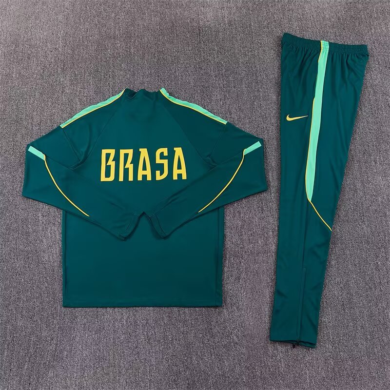 2026 Brazil Mens Kit Dark Green Half Pull Training Suit Yupoo 7 6