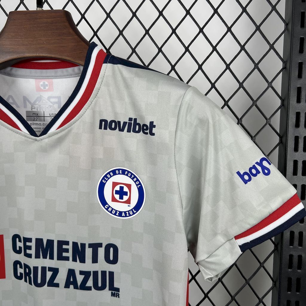 25-26 Cruz Azul Away Kid Kits Youth Apparels Soccer AAAAJersey Yupoo 5