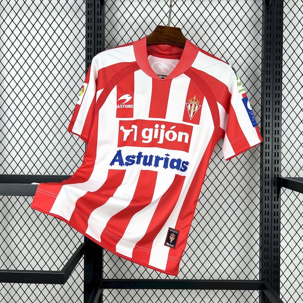 08-09 Sporting de Gijón Home Retro Kit Vintage Shirt AAAAJersey Supply Yupoo