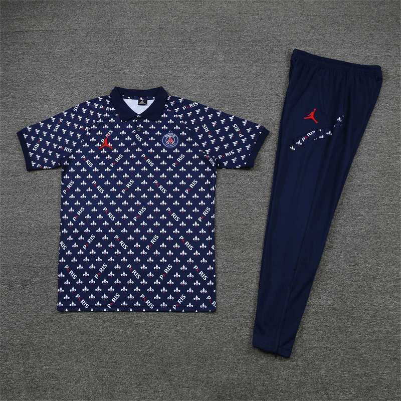Polo Jordan PSG sapphire blue and white print 1