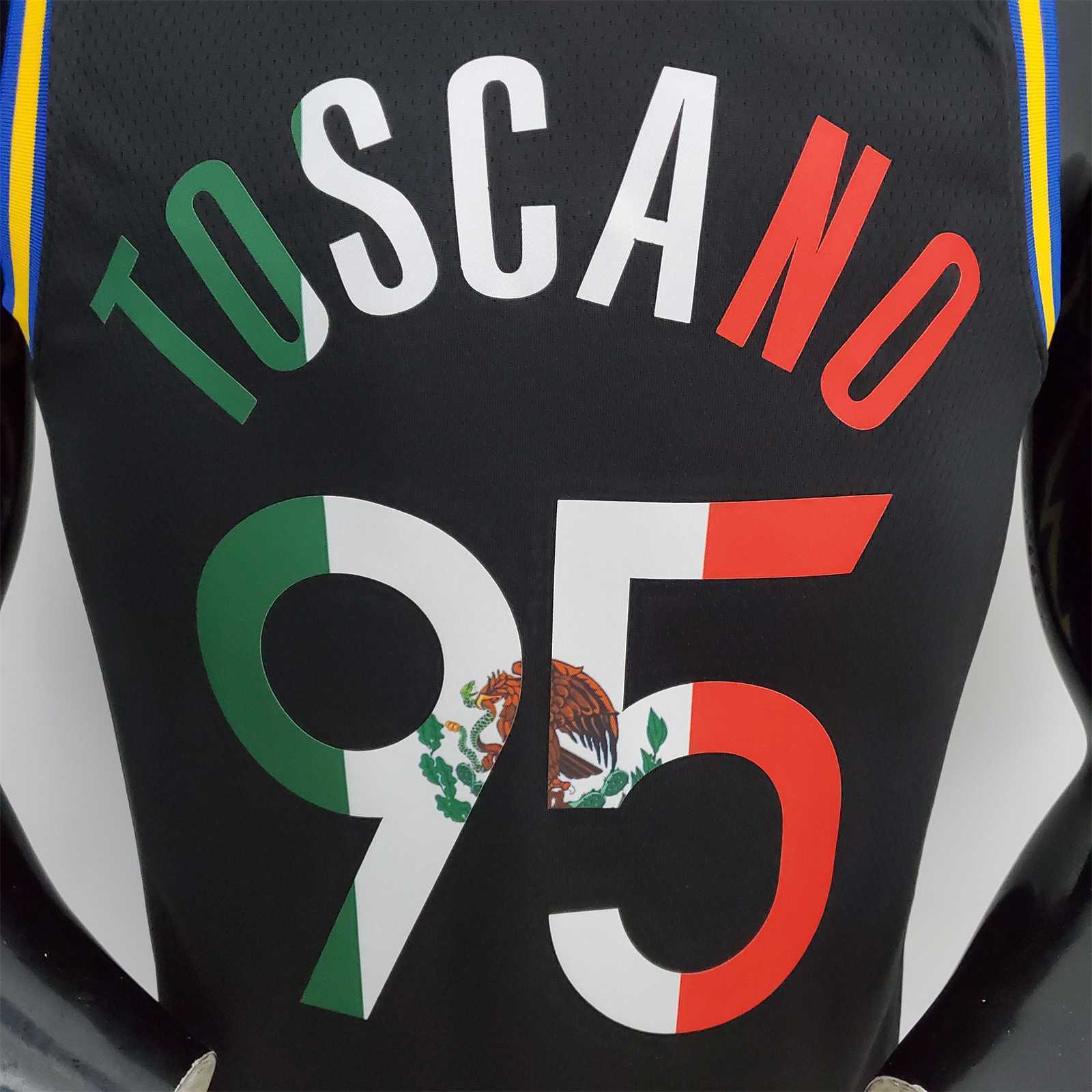 2022 75th Anniversary Golden State Warriors TOSCANO#95 Mexico Edition Black NBA Jersey 4
