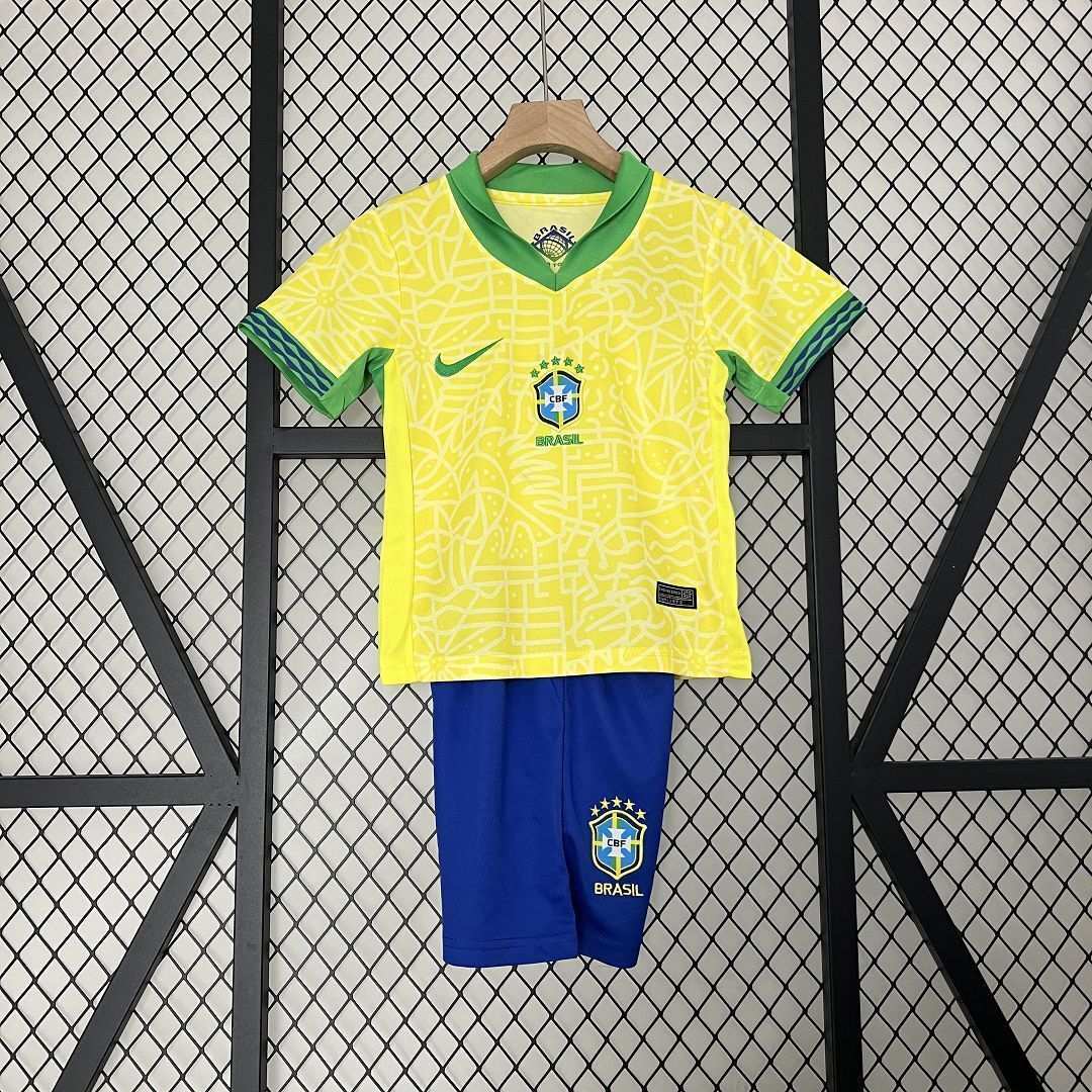2024 Brazil Home Kid Kits Children Sets Soccer Jersey Yupoo