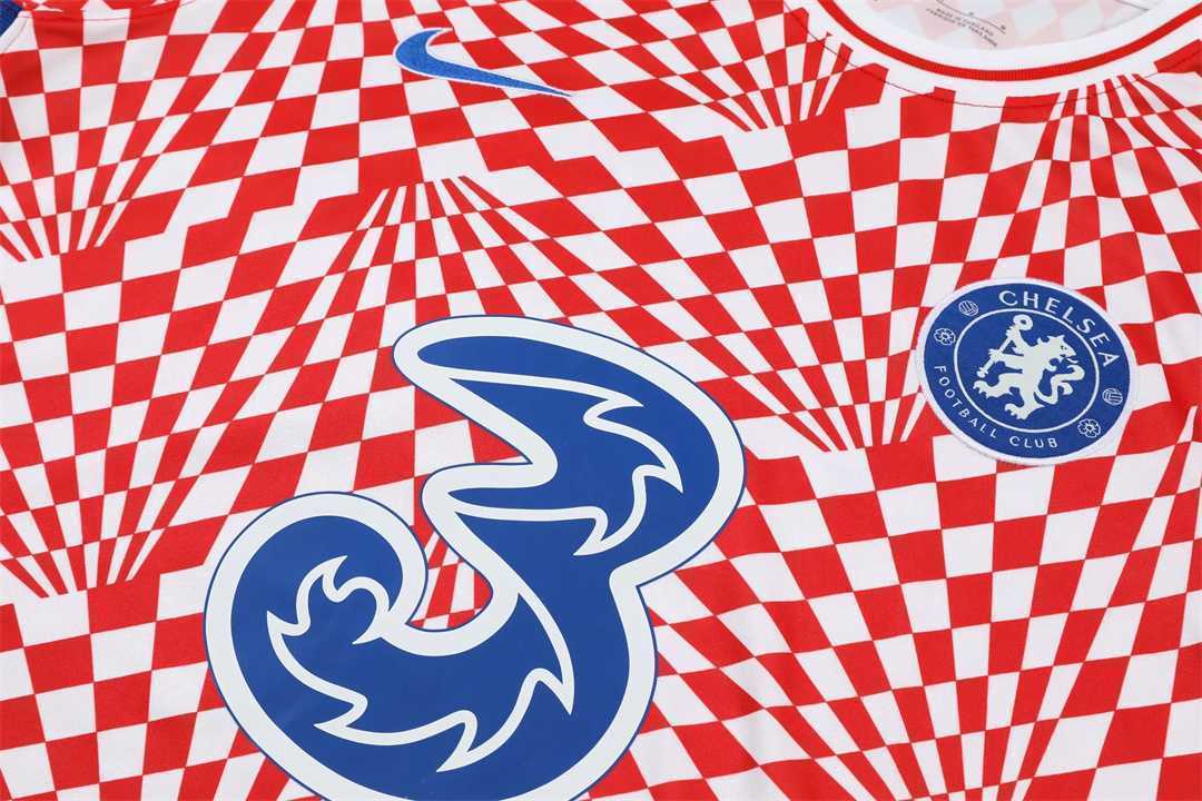 22-23 Chelsea Training Suit Short Sleeve Kit Red and White 16