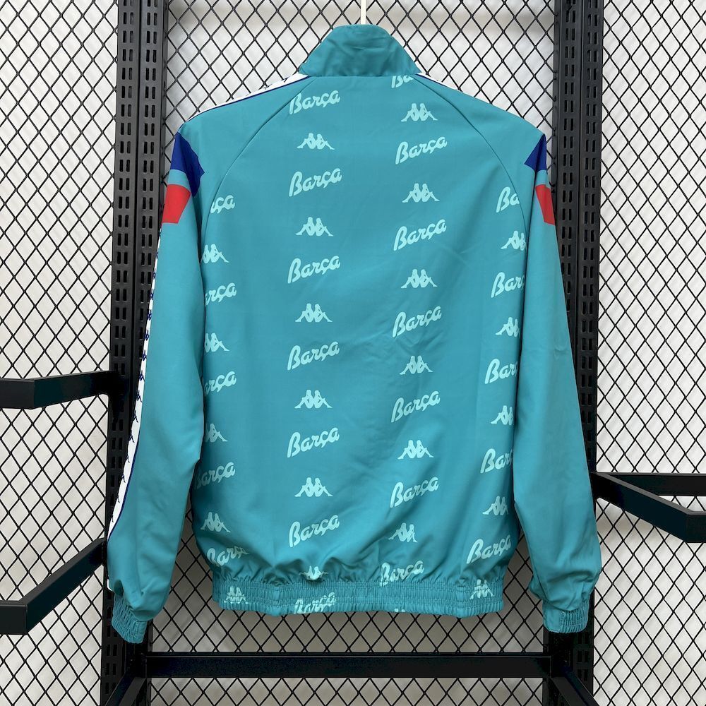 25-26 Barcelona Green&Blue Trench Coat Reversible Windbreaker Double-Sides Jacket 3