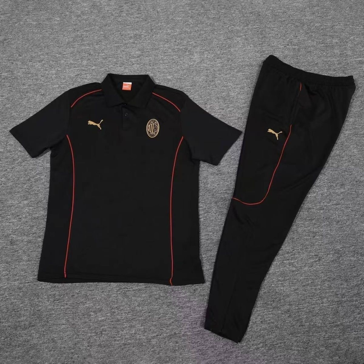 25-26 AC Milan Black POLO Training Kits Football Tracksuits 1
