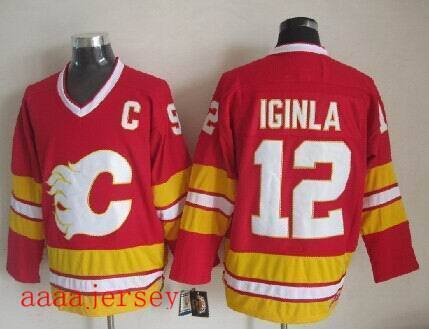 Calgary Flames retro ice hockey jersey M-3XL 卡加利火焰队复古冰球服 6