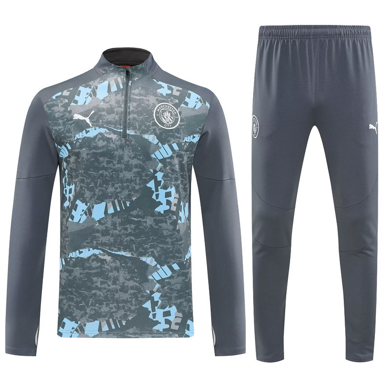 25-26 Manchester City Training Kits Long Grey Football Tracksuits 3
