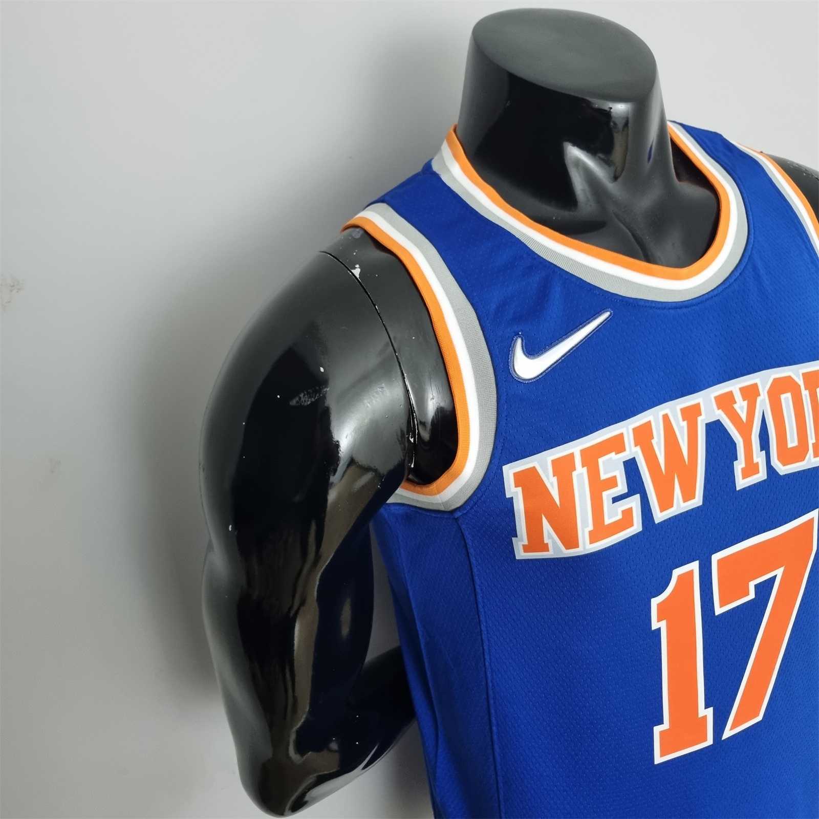 75th Anniversary Lin #17 New York Knicks Blue NBA Jersey 2