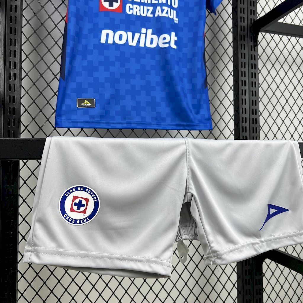 25-26 Cruz Azul Home Kid Kits Youth Apparels Soccer AAAAJersey Supplier Yupoo 2