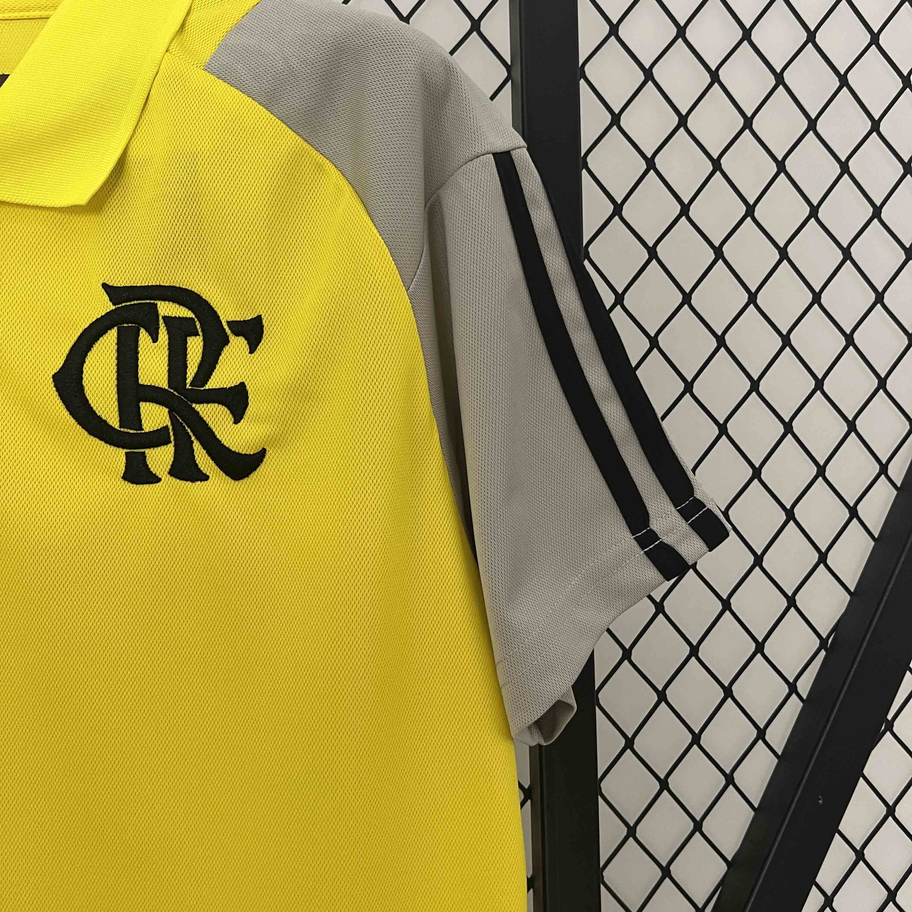 2024 Flamengo Training Yellow Polo Shirt Jersey Supplier Yupoo 3