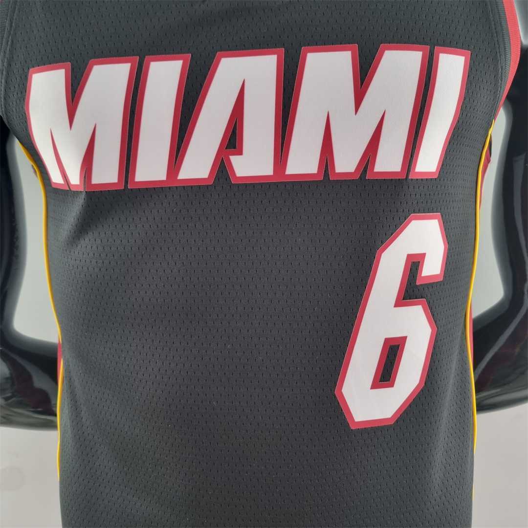 75th Anniversary Miami Heat JAMES #6 black NBA Jersey 9