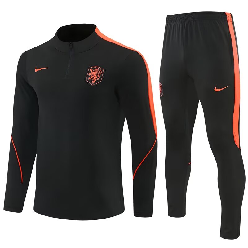 2026 Netherlands Mens Kit Black Half Pull Training Suit Yupoo 7 7