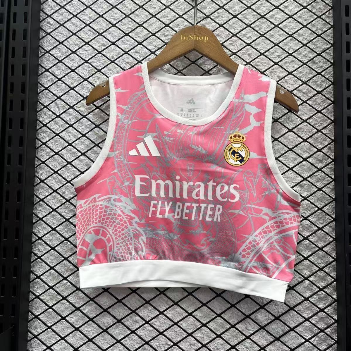 25-26 Real Madrid Pink Dragon Women Yoga Vest Kit Soccer T-Shirt AAAAJersey Supply Yupoo