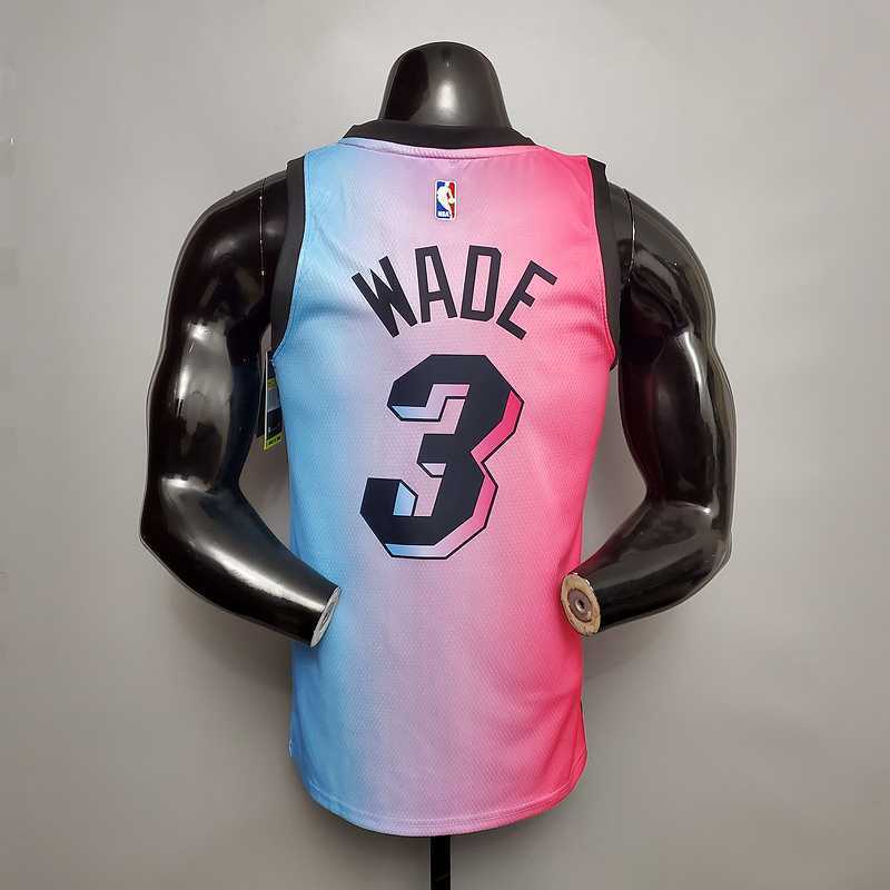 New Miami Heat WADE #3 City Edition Pink Blue Gradient Color 3