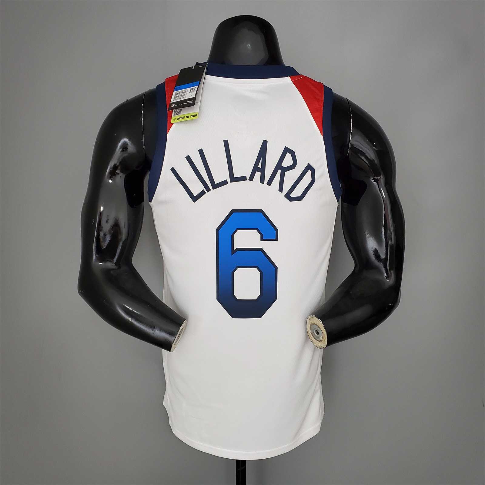 2021 Olympic Games LILLARD#6 USA Team USA White Red 4