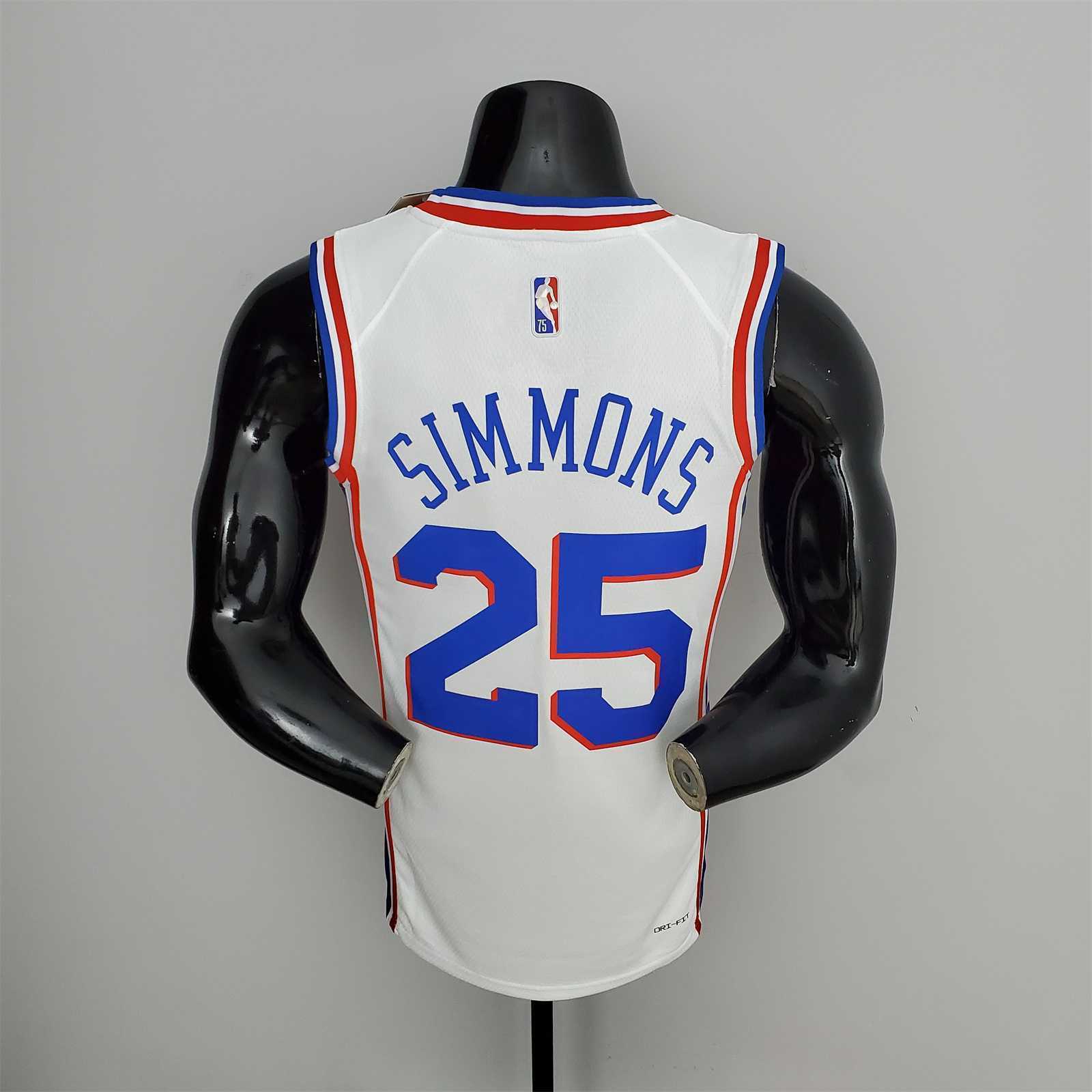75th Anniversary Philadelphia 76ers SIMMONS#25 White NBA Jersey 6