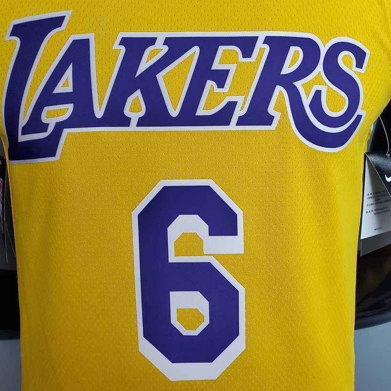 James #6 Lakers Round neck yellow 5