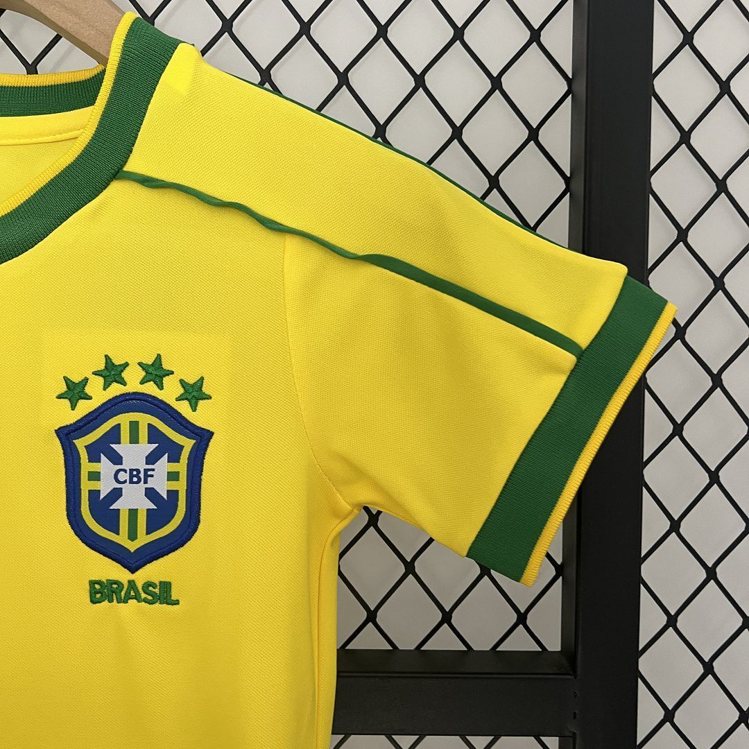 1998 Brazil Home Retro Kids Kit World Cup Shirt Soccer Jerseys Yupoo 5