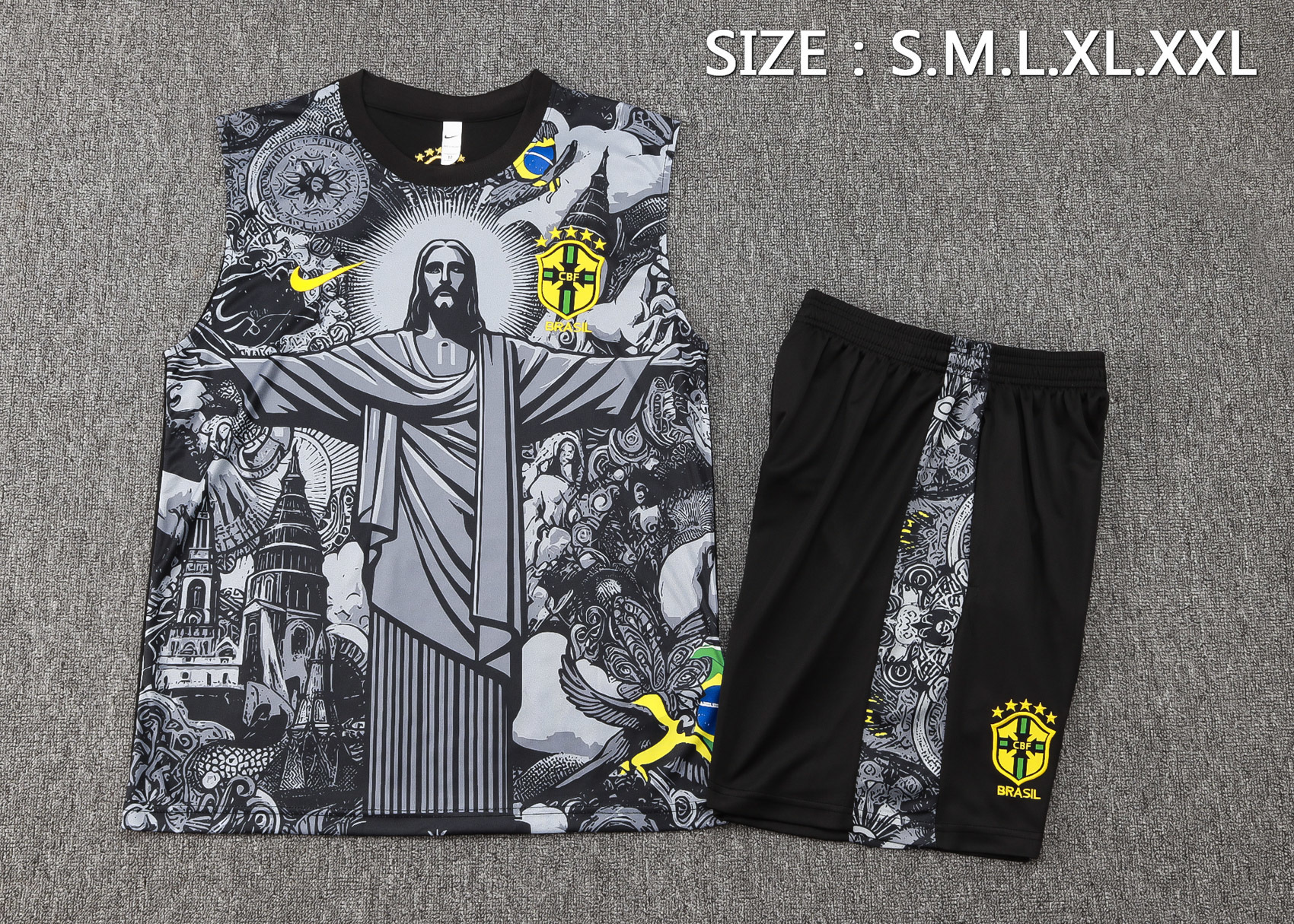 2024 Brazil Christ the Redeemer Grey Vest Kit Soccer AAAAJersey Yupoo 1