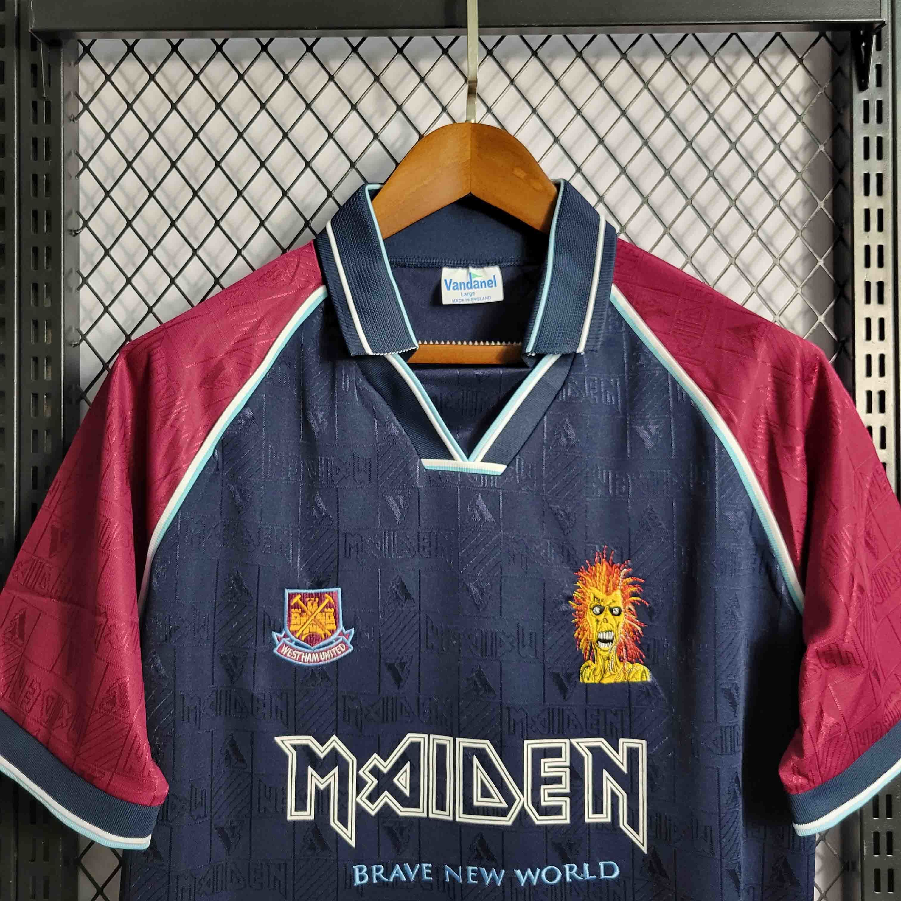 99-00 West Ham Iron Maiden Home Joint Board Retro Kit Vintage Shirt 4