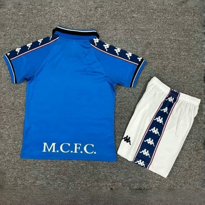 97-98 Manchester City Home Retro Kid Kits Youth Apparels Football AAAAJersey Yupoo 1