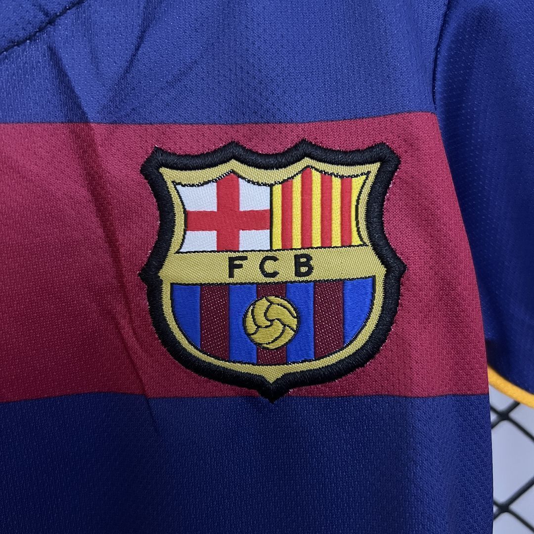 15-16 Barcelona Home Retro Kid Kits Youth Apparels Sport AAAAJersey Yupoo 6
