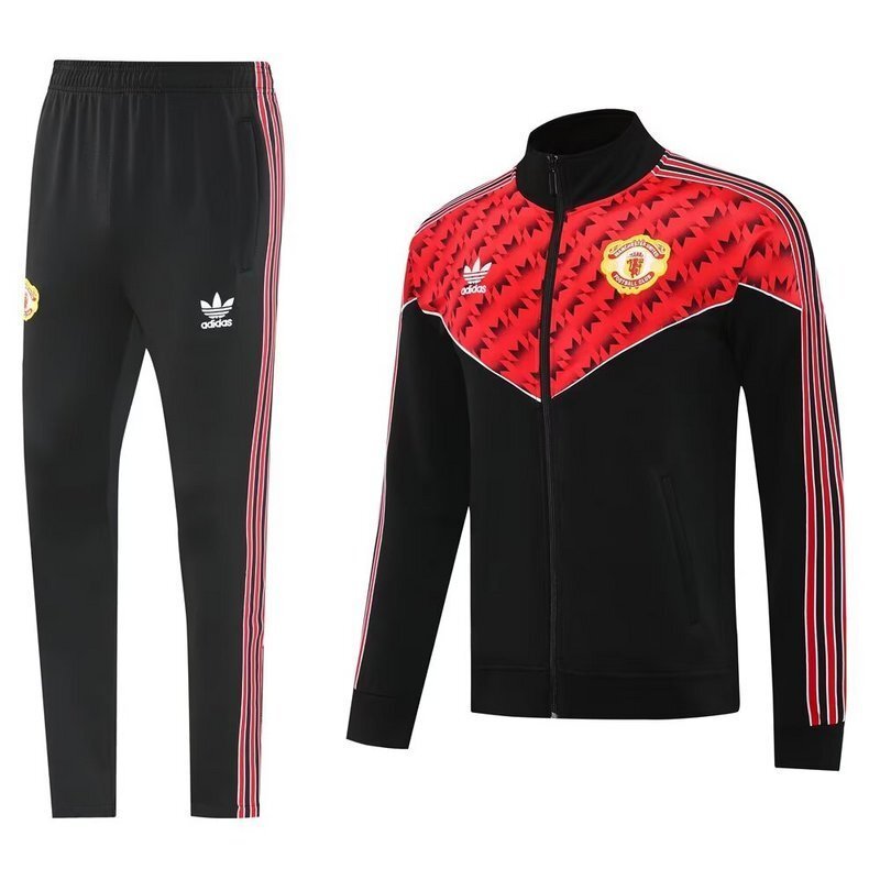 25-26 Manchester United Red&Black Football Tracksuits Long Jacket Suits 3