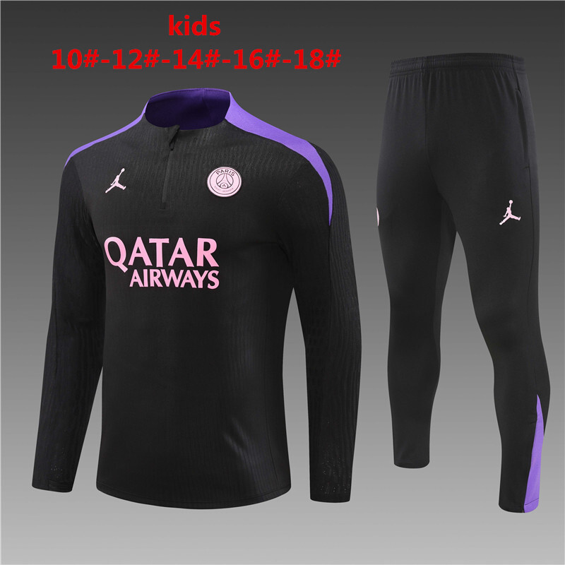24-25 PSG Kids Player Version Long Sleeve Training Suit Football Shirts