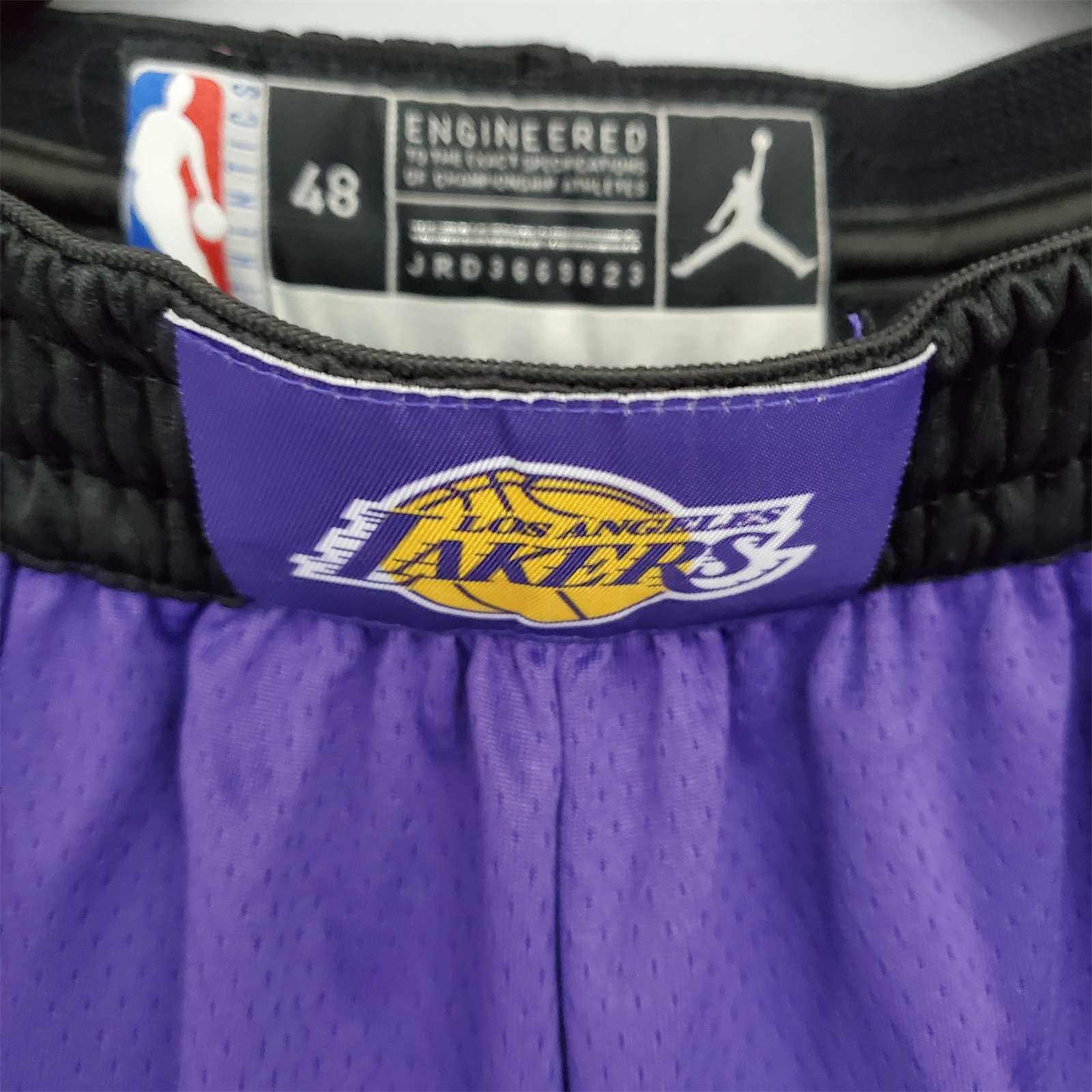 Lakers Purple Black Side NBA Shorts 3