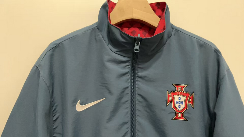 2025 Portugal Red&Blue Trench Coat Reversible Windbreaker Double-Sides Jacket 6