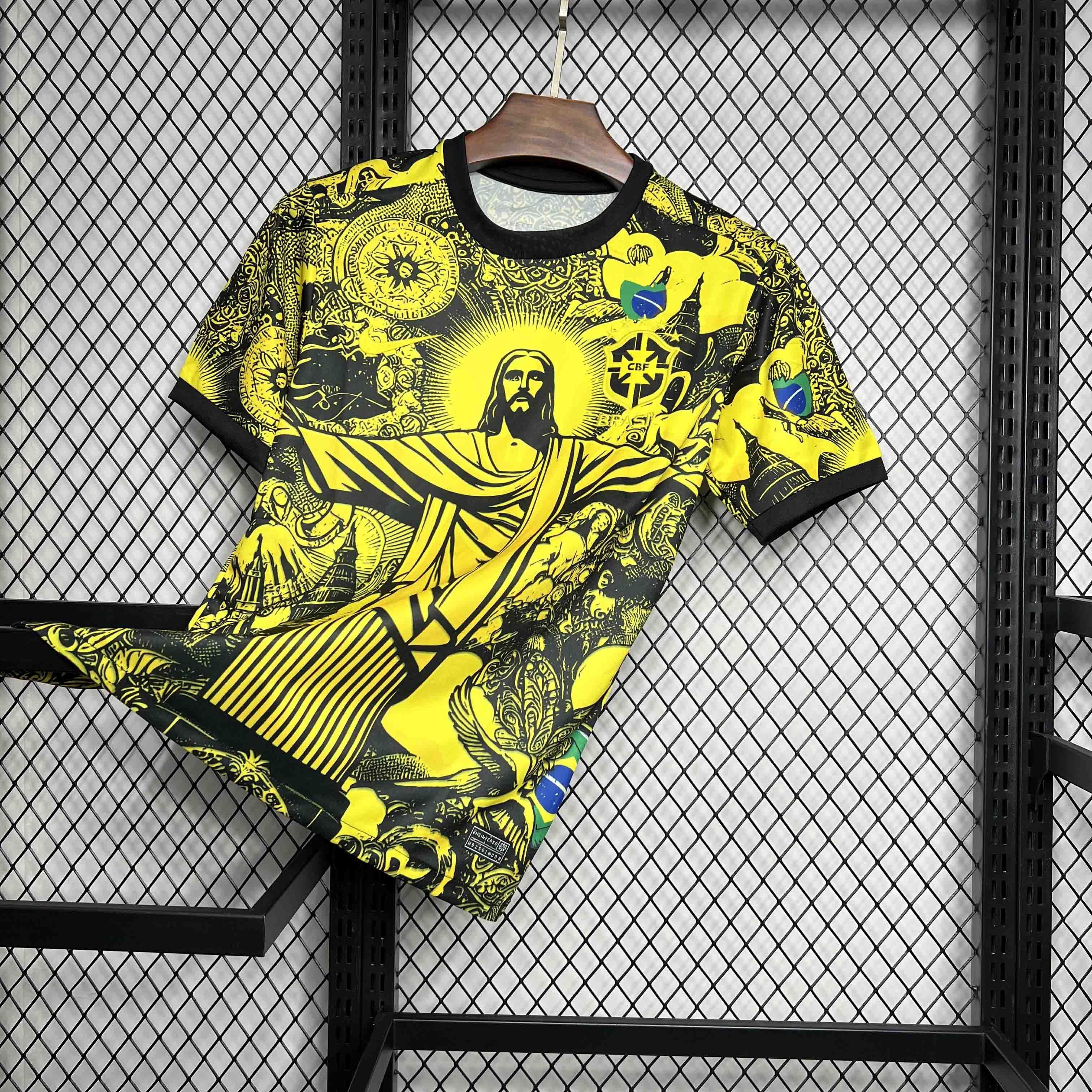 24-25 Brazil Jesus the Redeemer Yellow Special Edition Kit AAAAJersey Supplier Yupoo