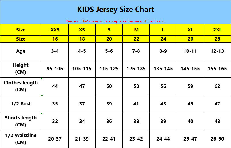 Kids Kits Size Chart