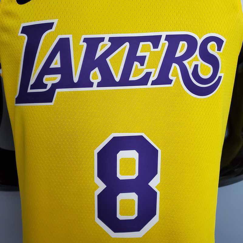 New Bryant #8 Lakers Commemorative Edition Round neck yellow 4