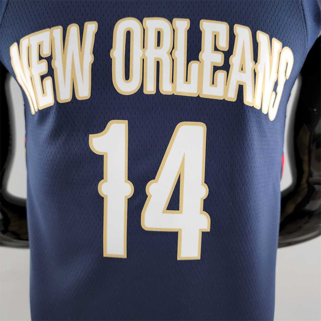 75th Anniversary New Orleans Pelicans Ingram #14 Navy Blue NBA Jersey 7