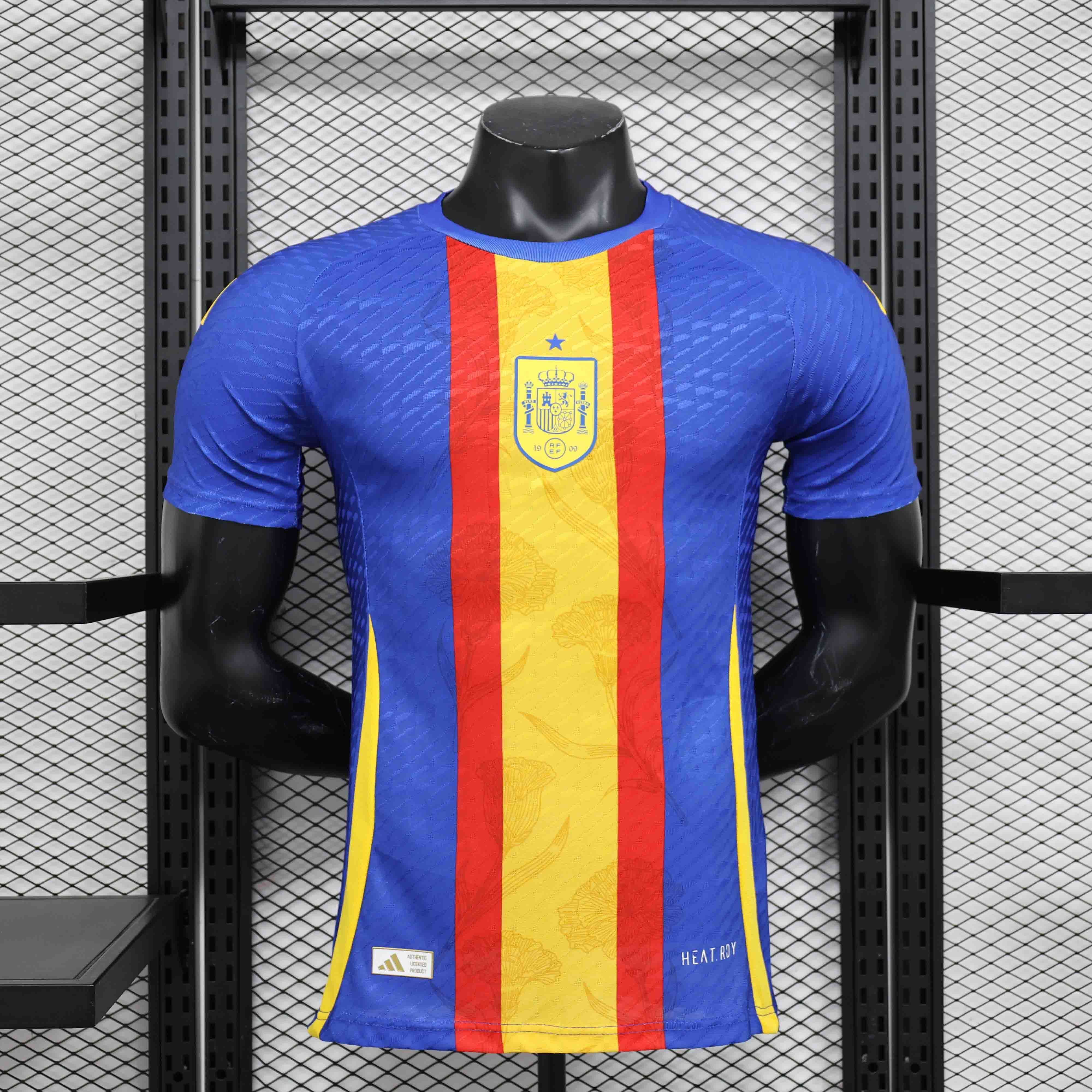 2024 Spain Pre-Match Victory Blue Player Version Shirt AAAAJersey Supplier Yupoo