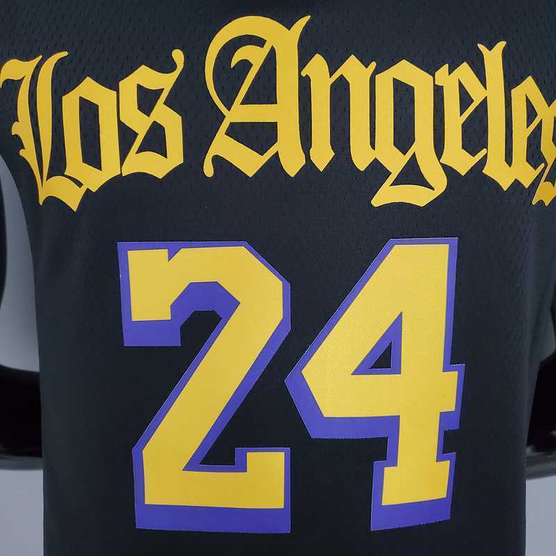 2021 Bryant#24 Los Angeles Lakers Black Latin Black 3
