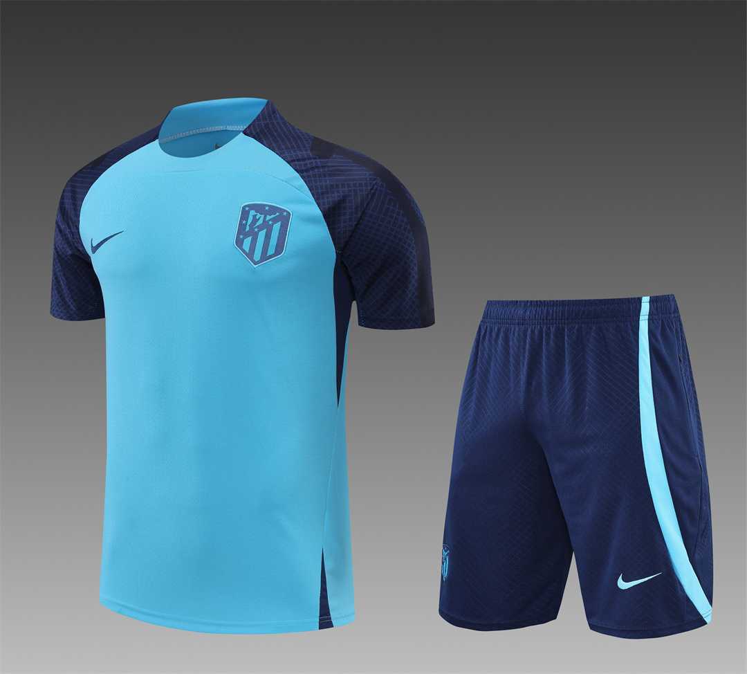 22-23 Atletico Madrid Training Short Sleeve Kit Blue