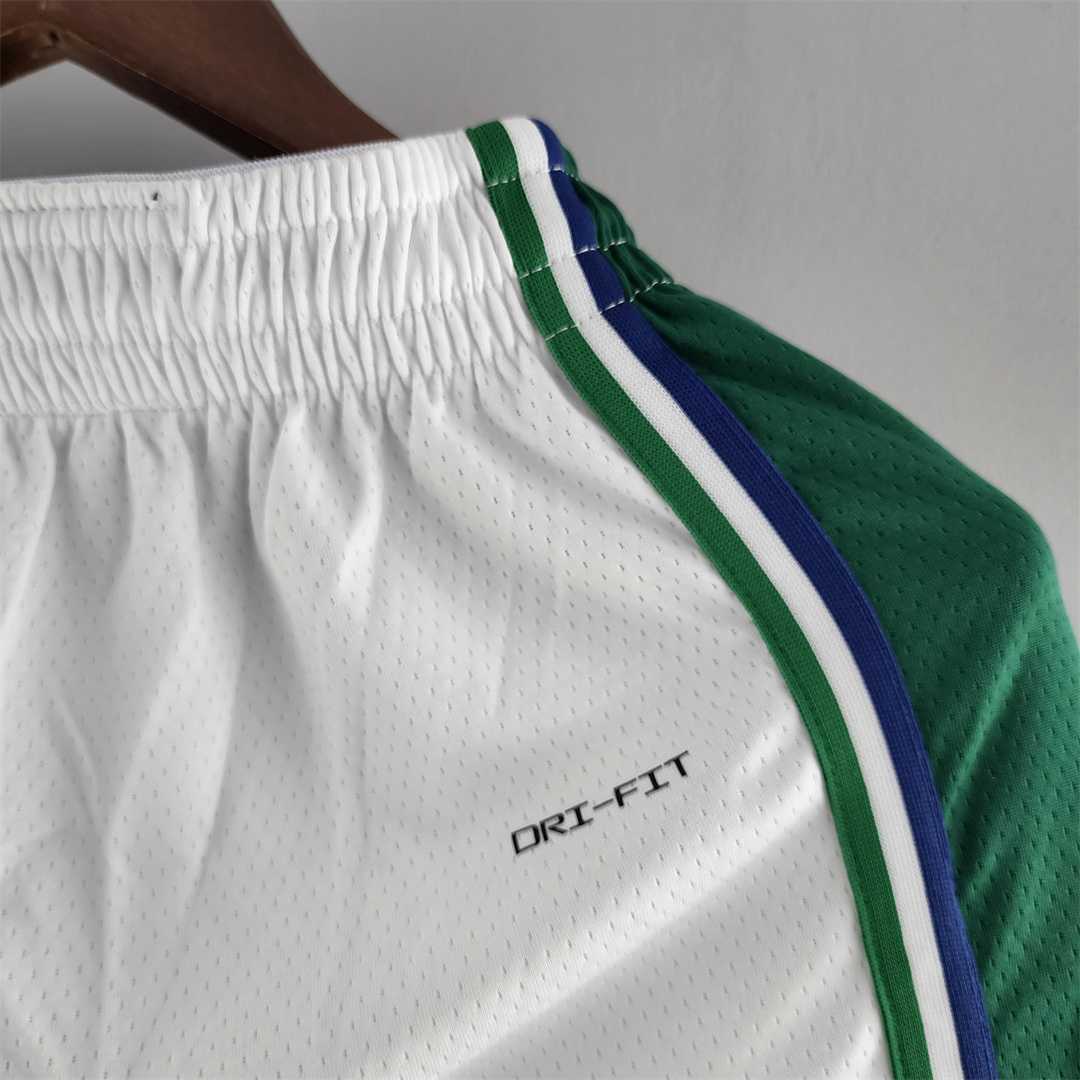 2022 Dallas Mavericks Urban Edition NBA Shorts White Green Trim 5