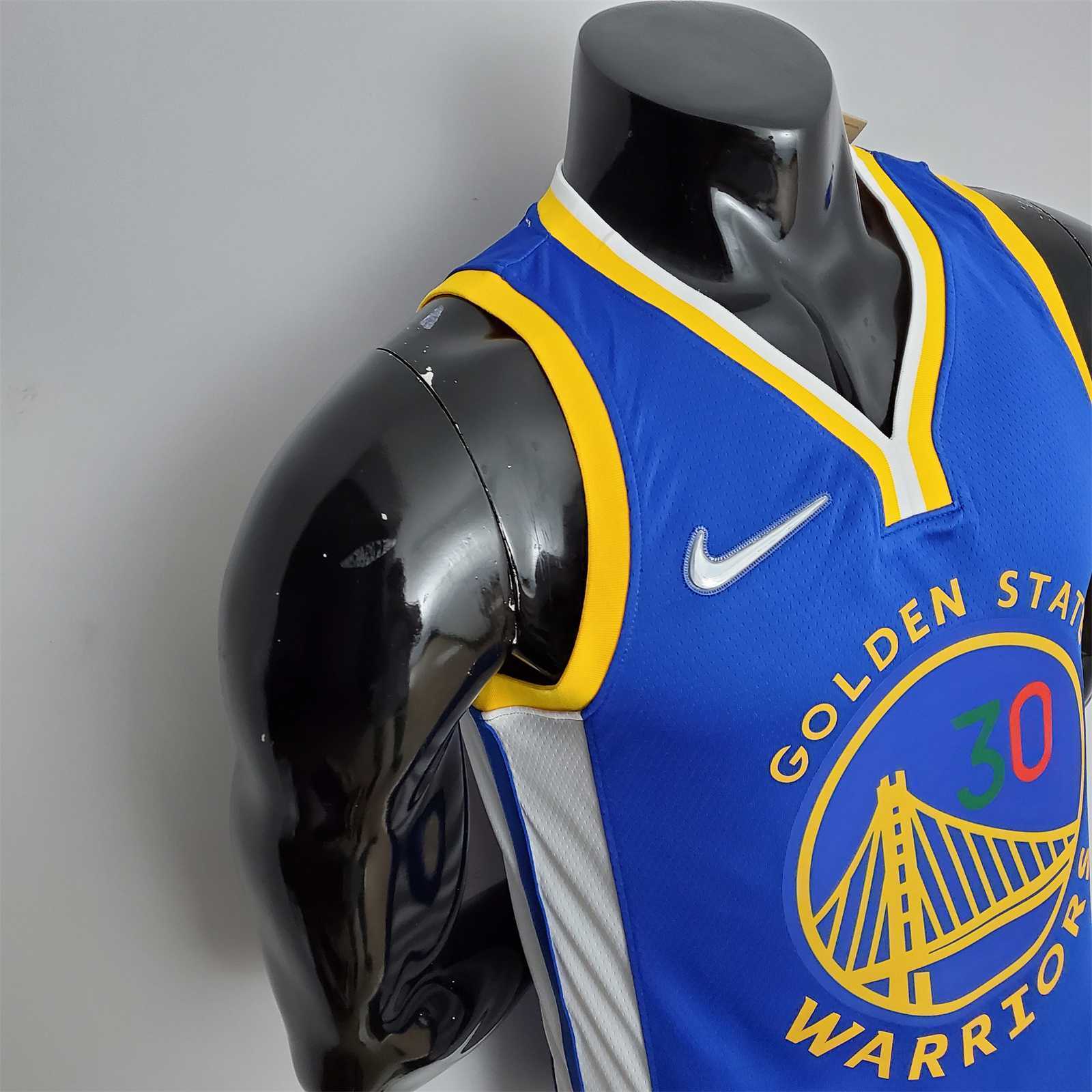 75th Anniversary Golden State Warriors CURRY#30 Mexico Blue NBA Jersey 3