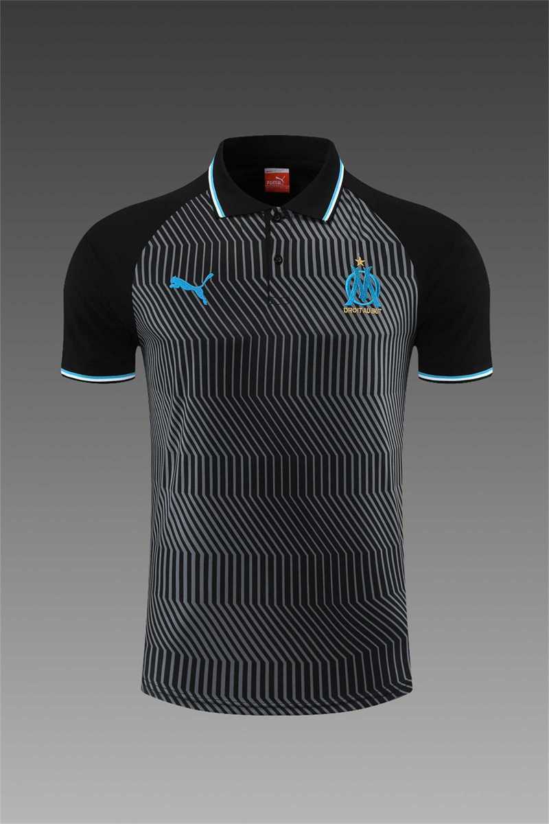 Polo Marseille black with grey-stripe 9